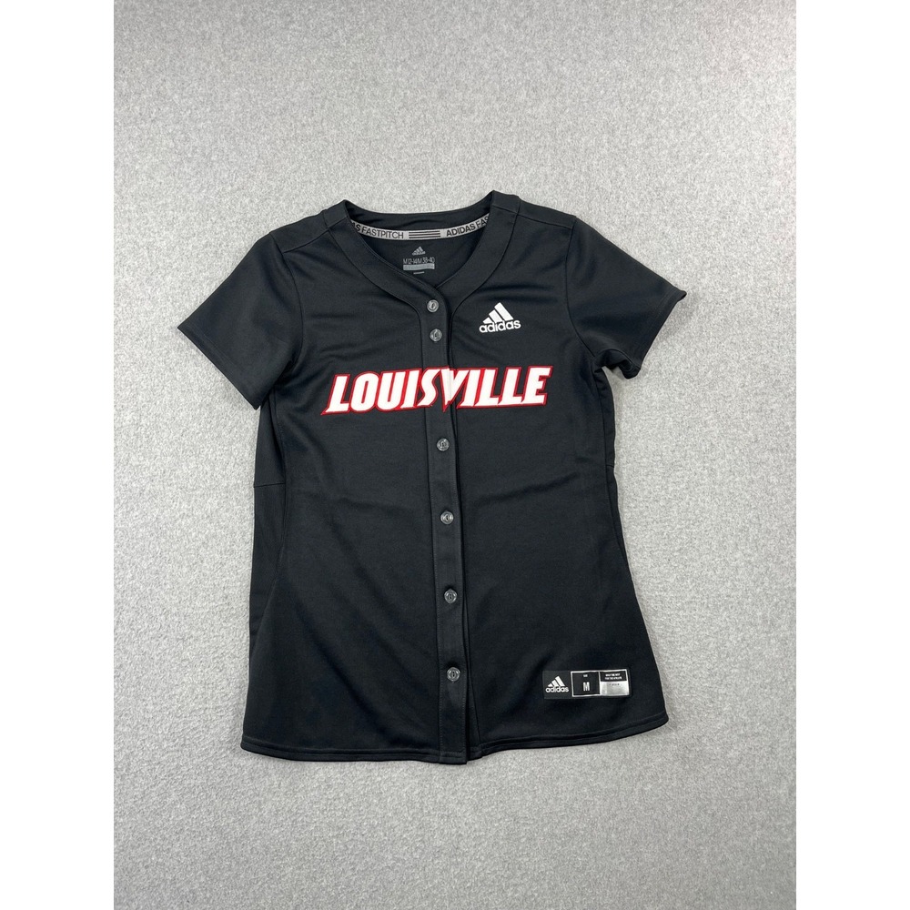 University Of Louisville Cardinals Softball Jersey Womens M Black Red 17 Adidas